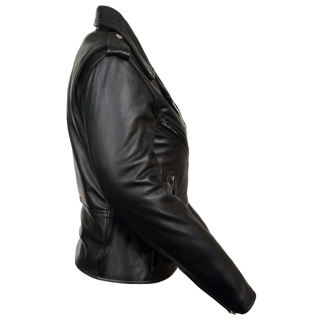 Womens Classic Leather Motorcycle Jacket - Image 2