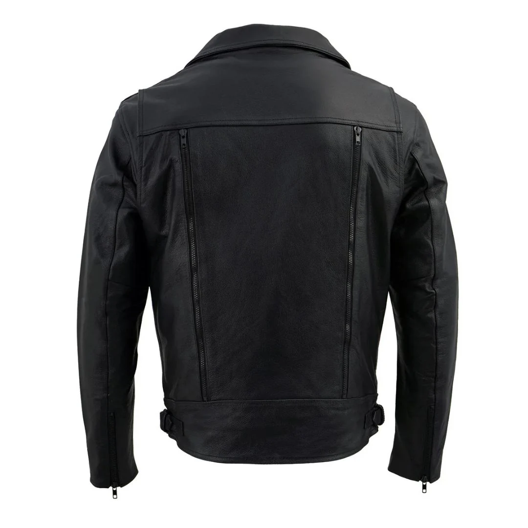 Terminator Mens Leather Motorcycle Jacket With Utility Pockets - Image 2